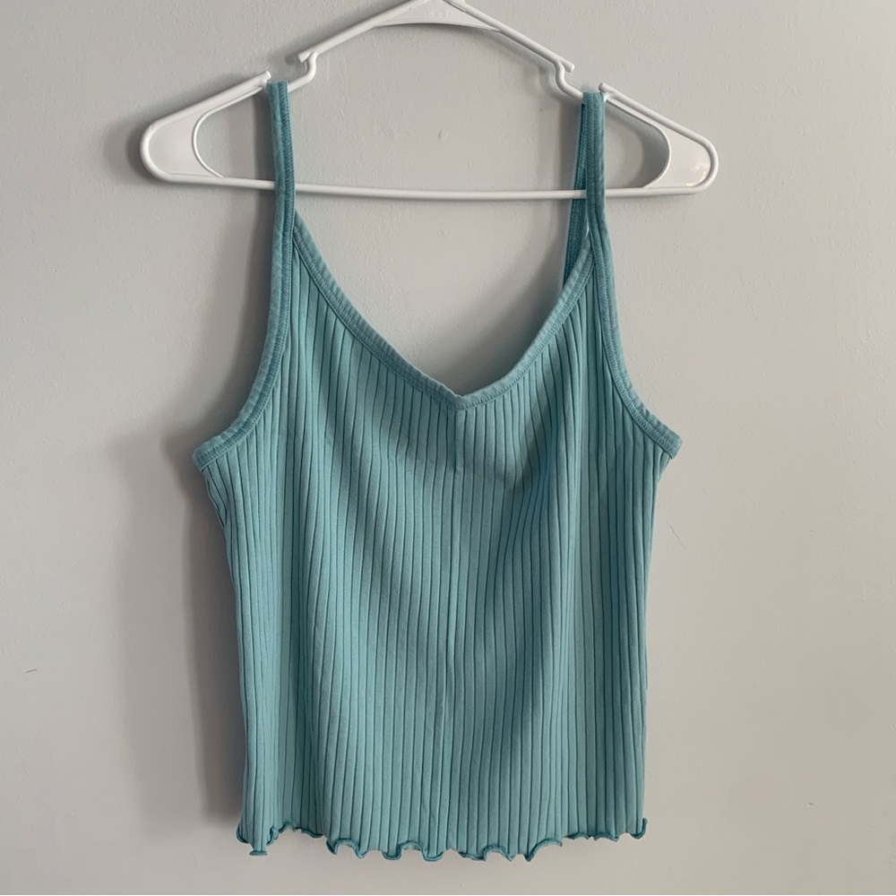 Old Navy Camisole Teal Blue Spaghetti Strap Tank Top Scoop Neck Ribbed XL Tall